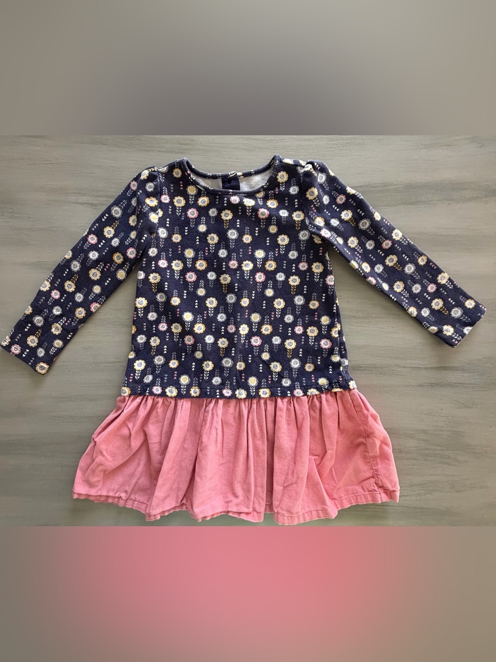 Gymboree 3T Navy & Pink Floral Print Dress